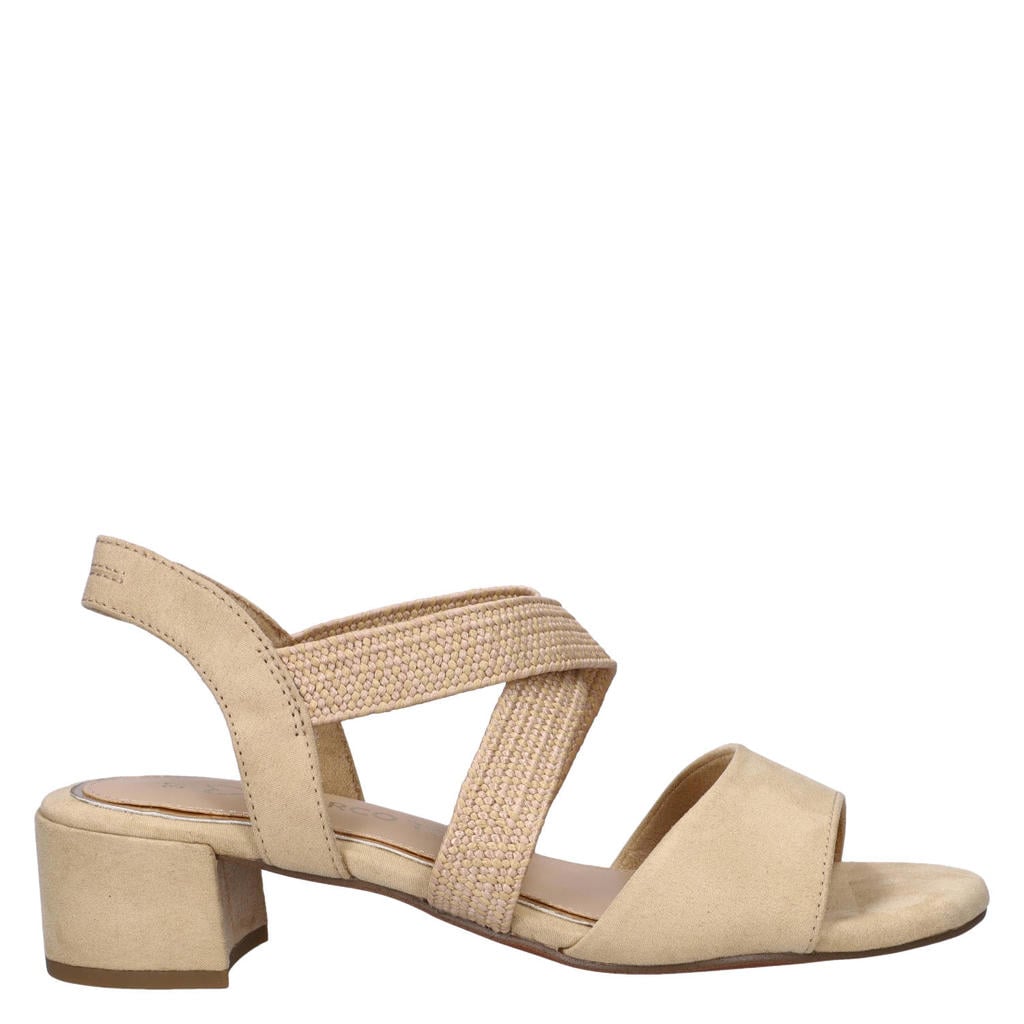 Beige dames Marco Tozzi sandalen met blokhak