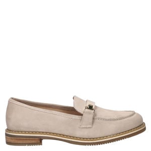 suède loafers met siergesp beige
