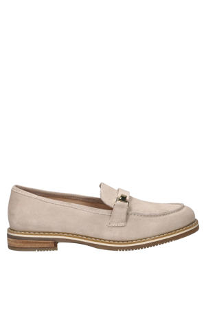 suède loafers met siergesp beige