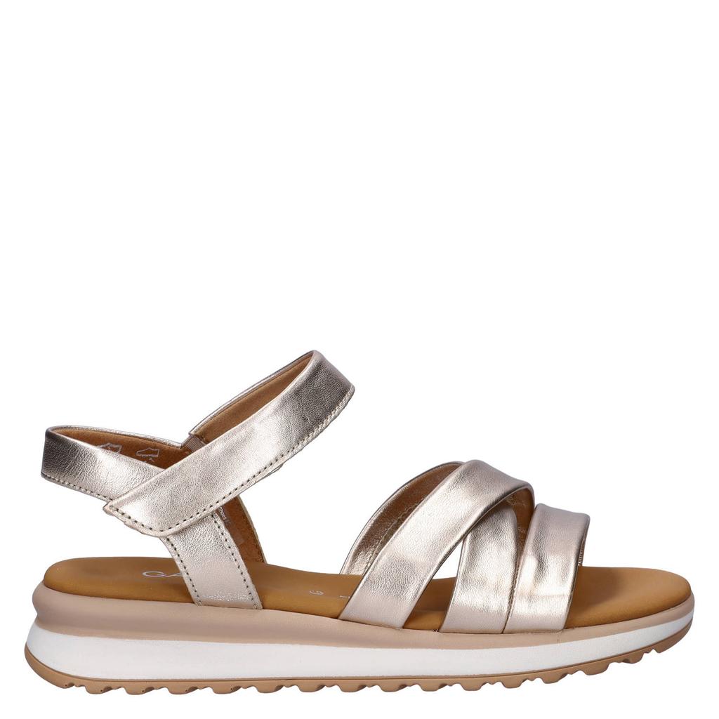 Gouden dames Gabor leren sandalen met klittenband