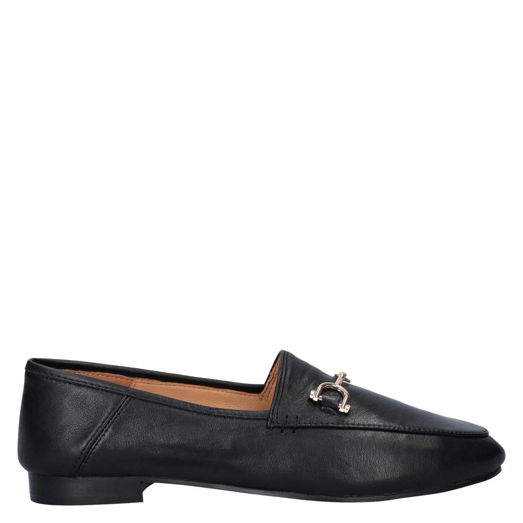 Zwarte dames Nelson leren loafers