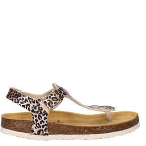 imitatieleren sandalen met panterprint - beige/zwart