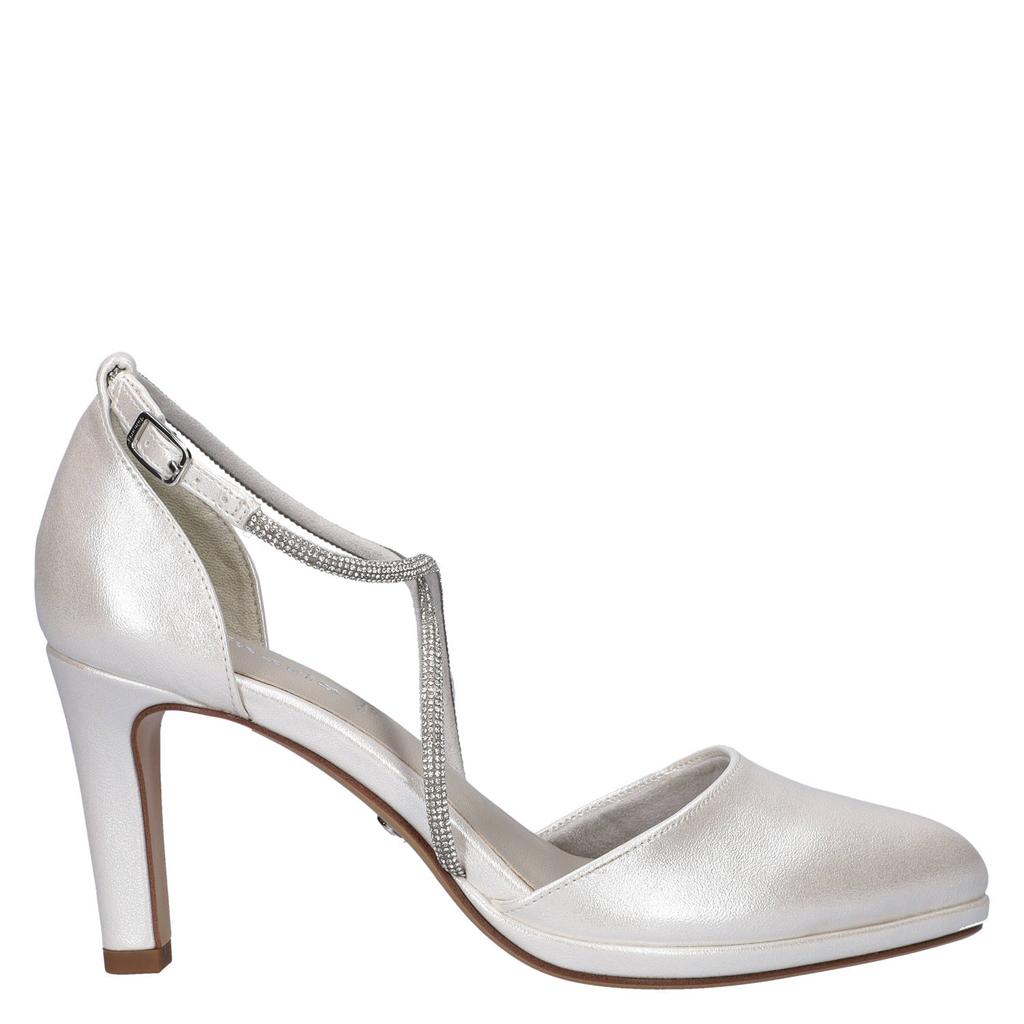 Witte dames Tamaris pumps van imitatieleer met gesp