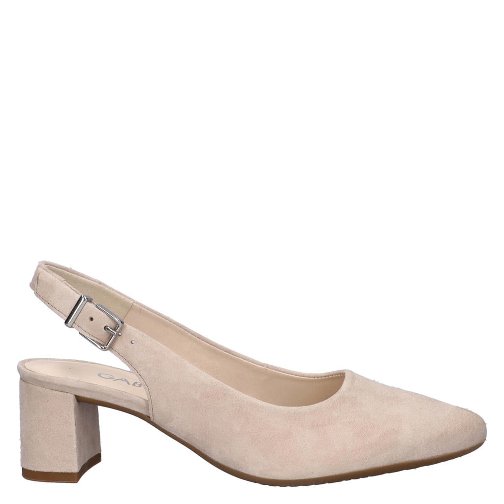Beige dames Gabor suède slingback pumps met gesp