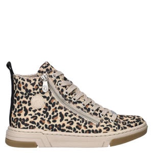 sneakers met panterprint beige/zwart