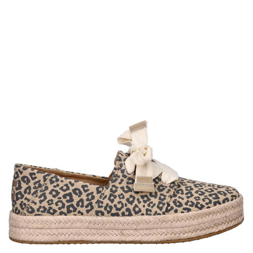 Toms Carolina Lace up katoenen espadrilles met plateauzool beige/zwart