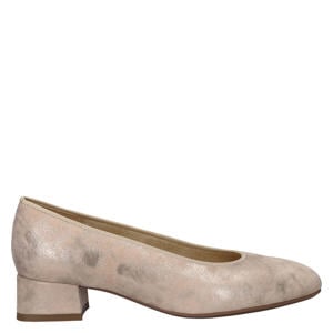suède pumps met lage hak beige