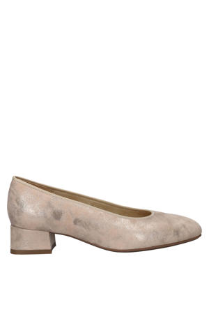suède pumps met lage hak beige