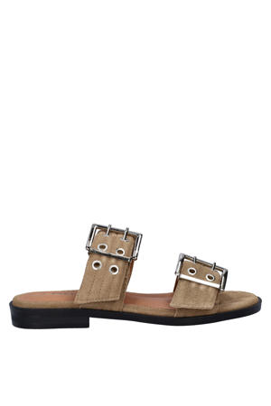 suède slippers beige
