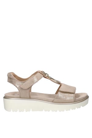 Bilbao leren sandalen met sleehak goud