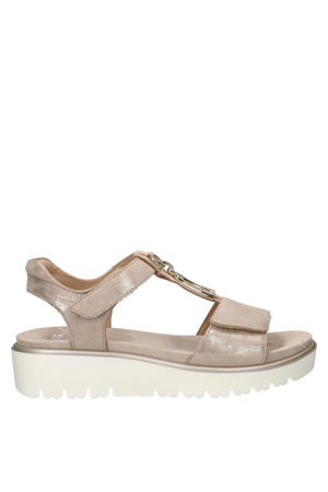Bilbao leren sandalen met sleehak goud
