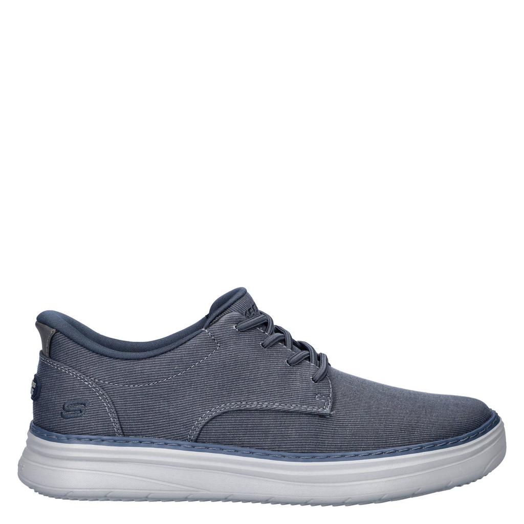 Blauwe heren Skechers Hands Free Slip-Ins Hyland sneakers van textiel met veters