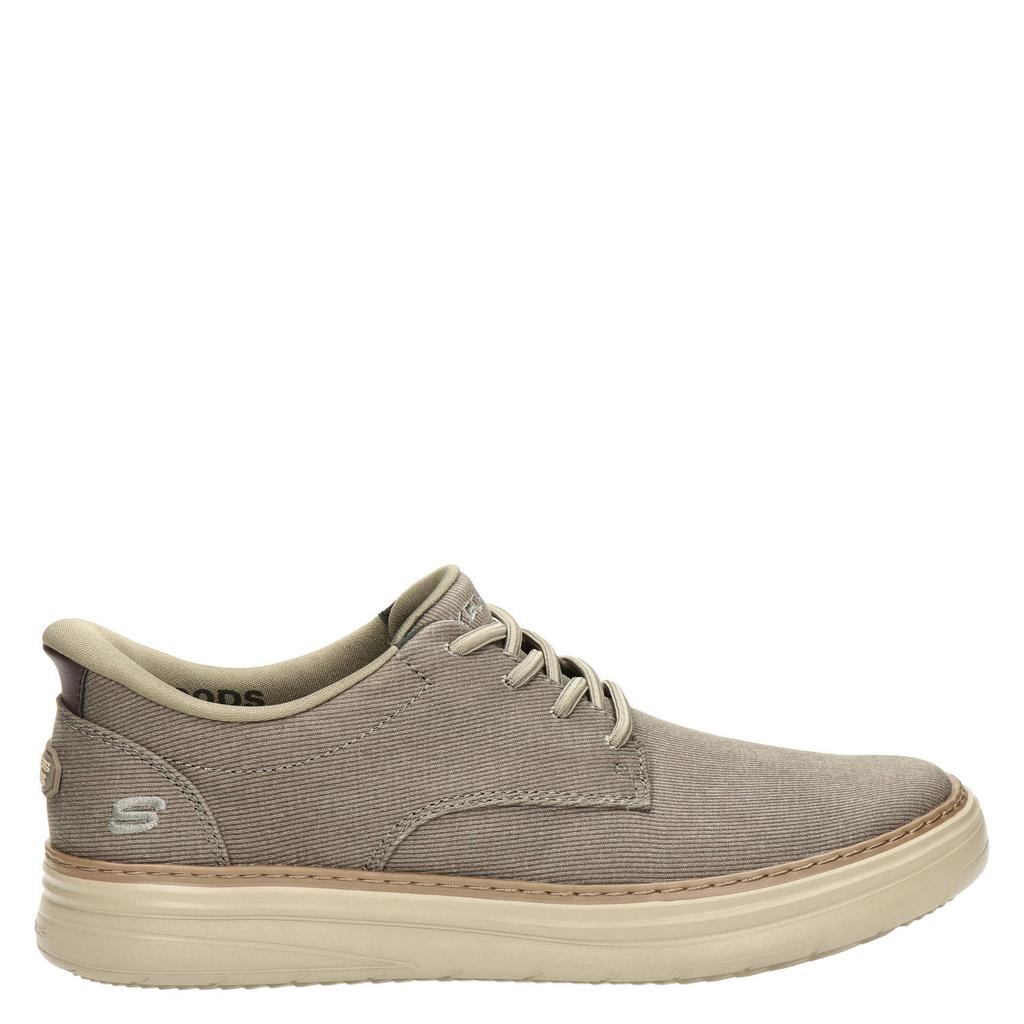 Taupe heren Skechers Hands Free Slip-Ins Hyland sneakers van textiel met veters