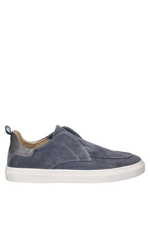 suède loafers blauw