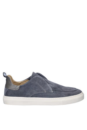 suède loafers blauw