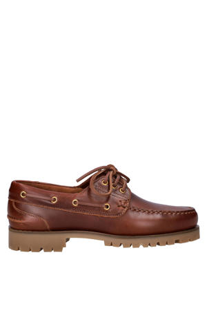 leren bootschoenen met profielzool cognac