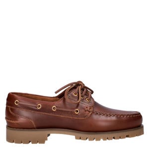 leren bootschoenen met profielzool cognac