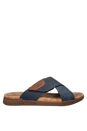 imitatieleren slippers donkerblauw