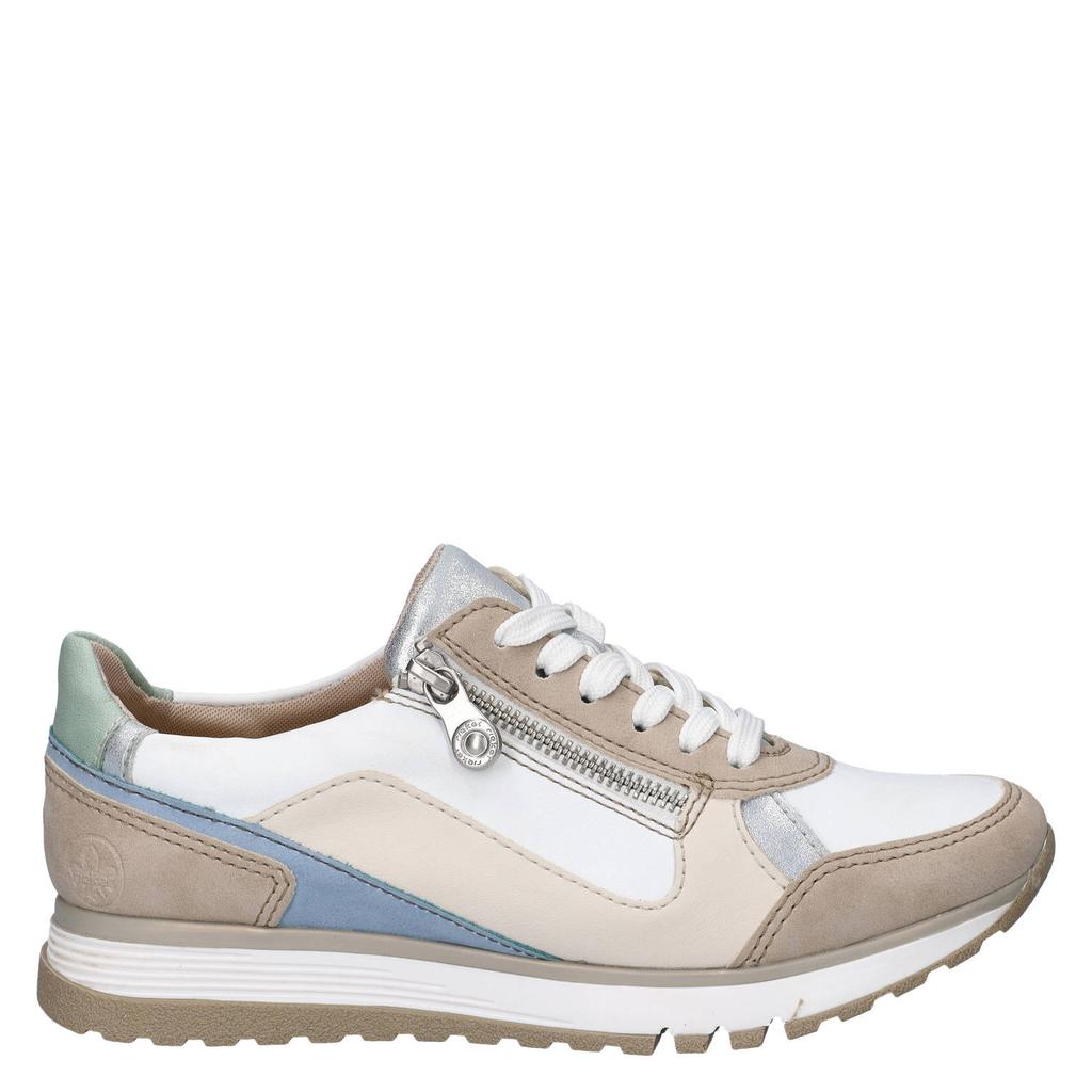 Beige dames Rieker sneakers met rits- en vetersluiting