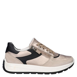 New York comfort leren sneakers beige/zwart