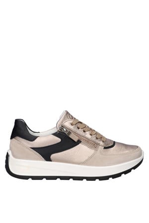 New York comfort leren sneakers beige/zwart