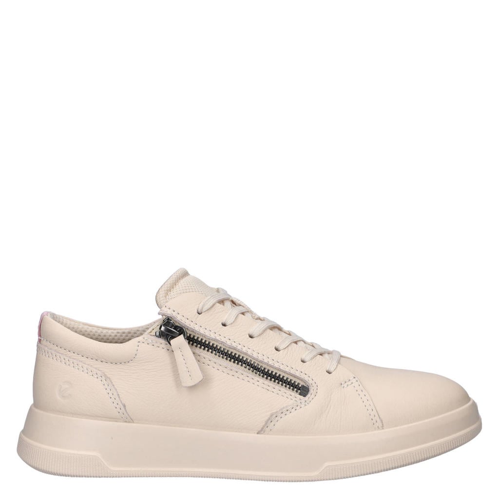 Beige dames Ecco Move leren sneakers met rits- en vetersluiting