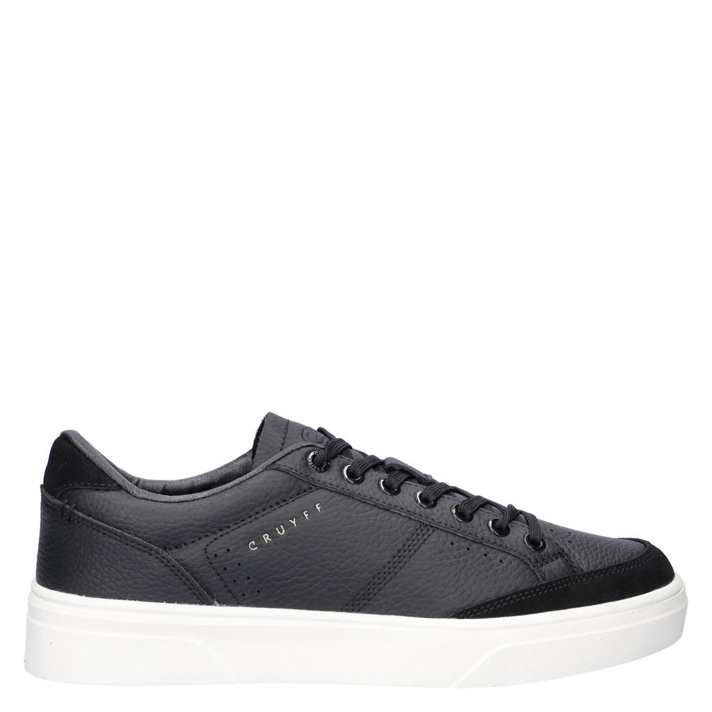 Zwarte heren Cruyff sneakers van imitatieleer met veters