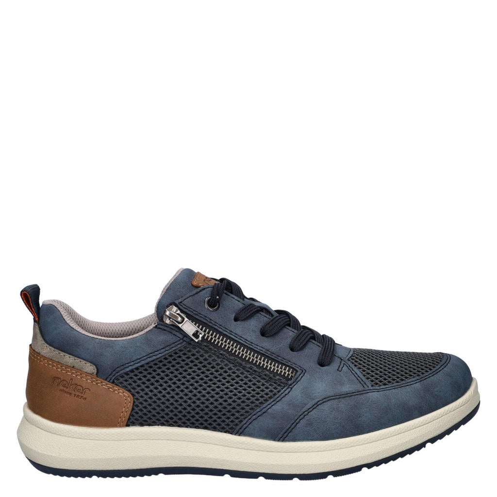 Donkerblauwe heren Rieker leren sneakers met veters