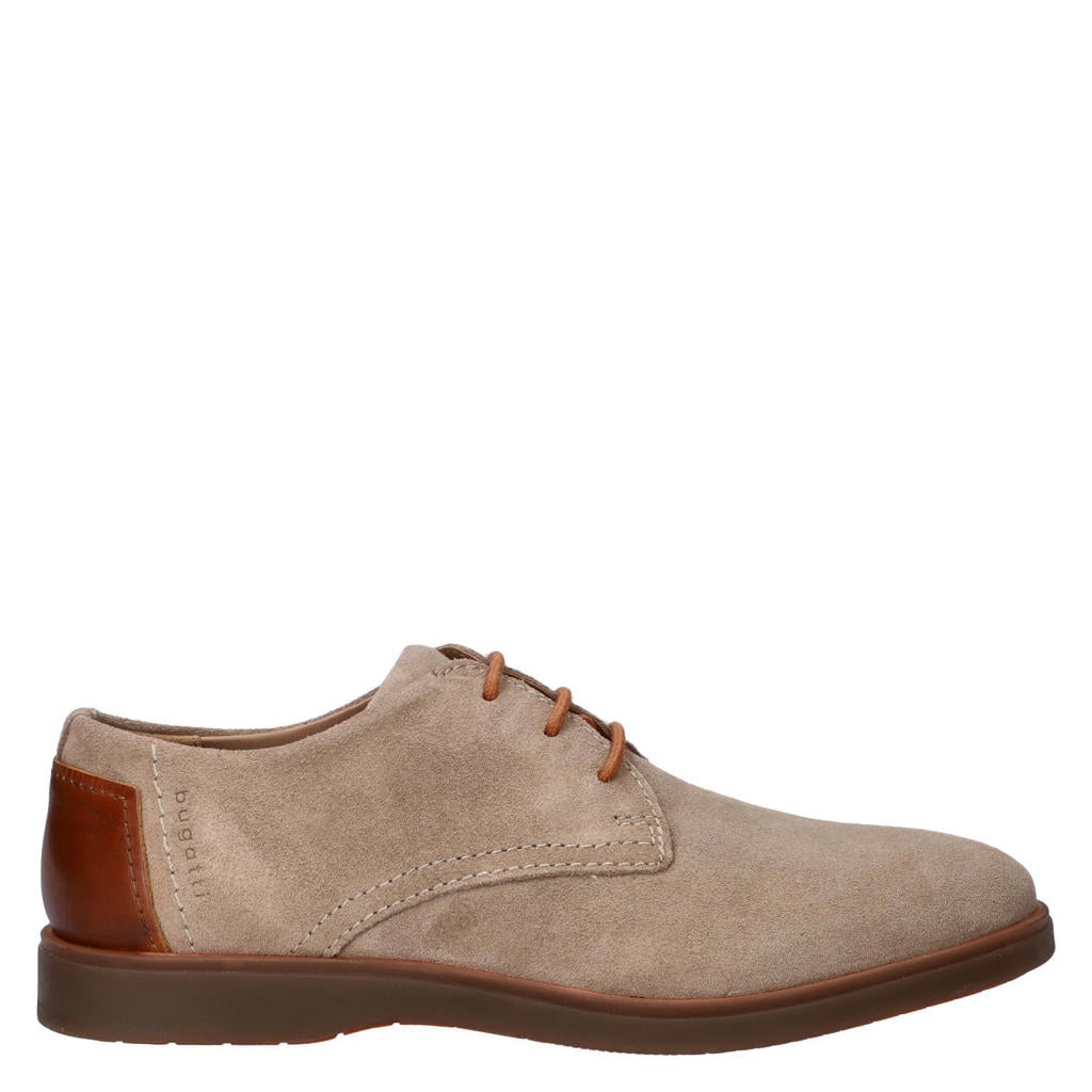 Beige heren Bugatti Lewis suède veterschoenen