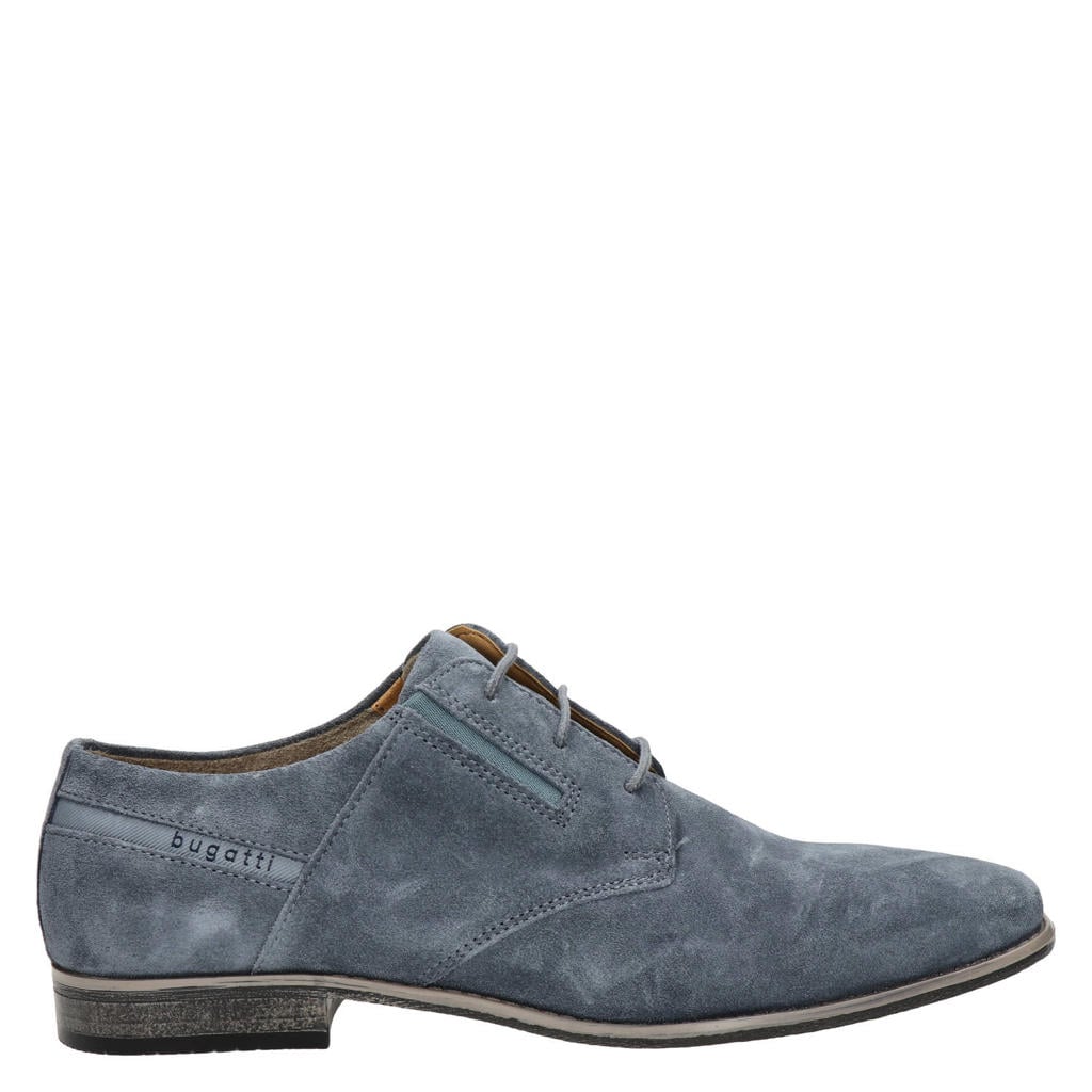 Blauwe heren Bugatti Arno suède veterschoenen