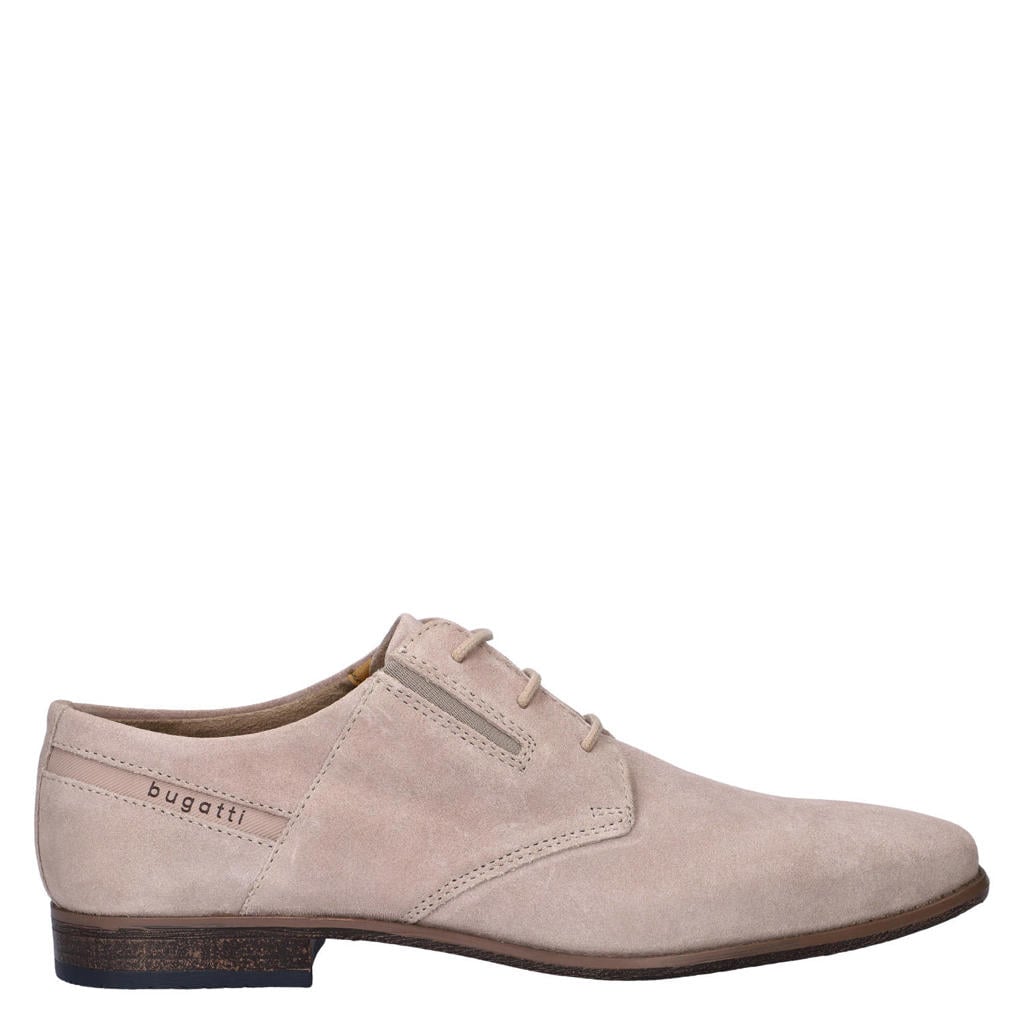 Beige heren Bugatti Arno suède veterschoenen
