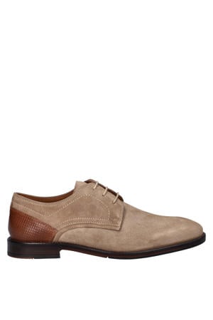 suède veterschoenen beige