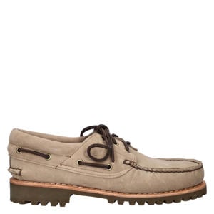 suède bootschoenen met profielzool taupe