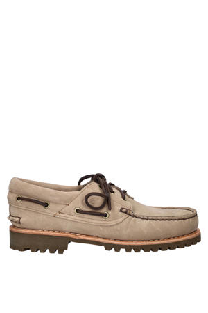 suède bootschoenen met profielzool taupe