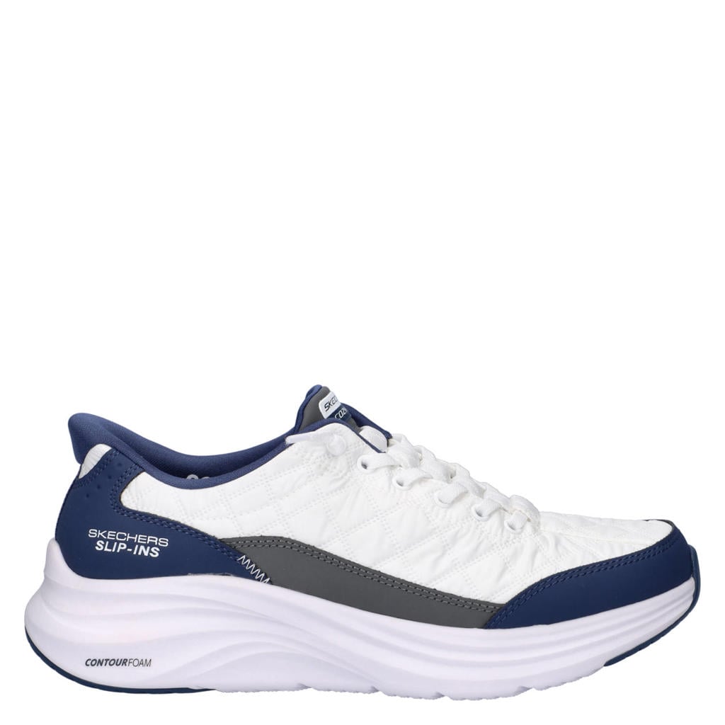 Wit en blauwe heren Skechers Hands Free Slip-Ins Contour sneakers van nylon met elastische veters