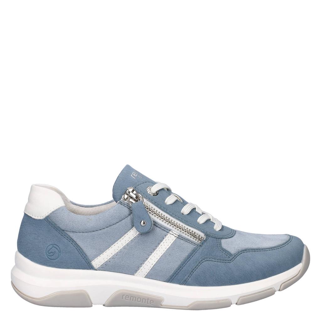 Lichtblauwe dames Remonte sneakers van imitatieleer met veters