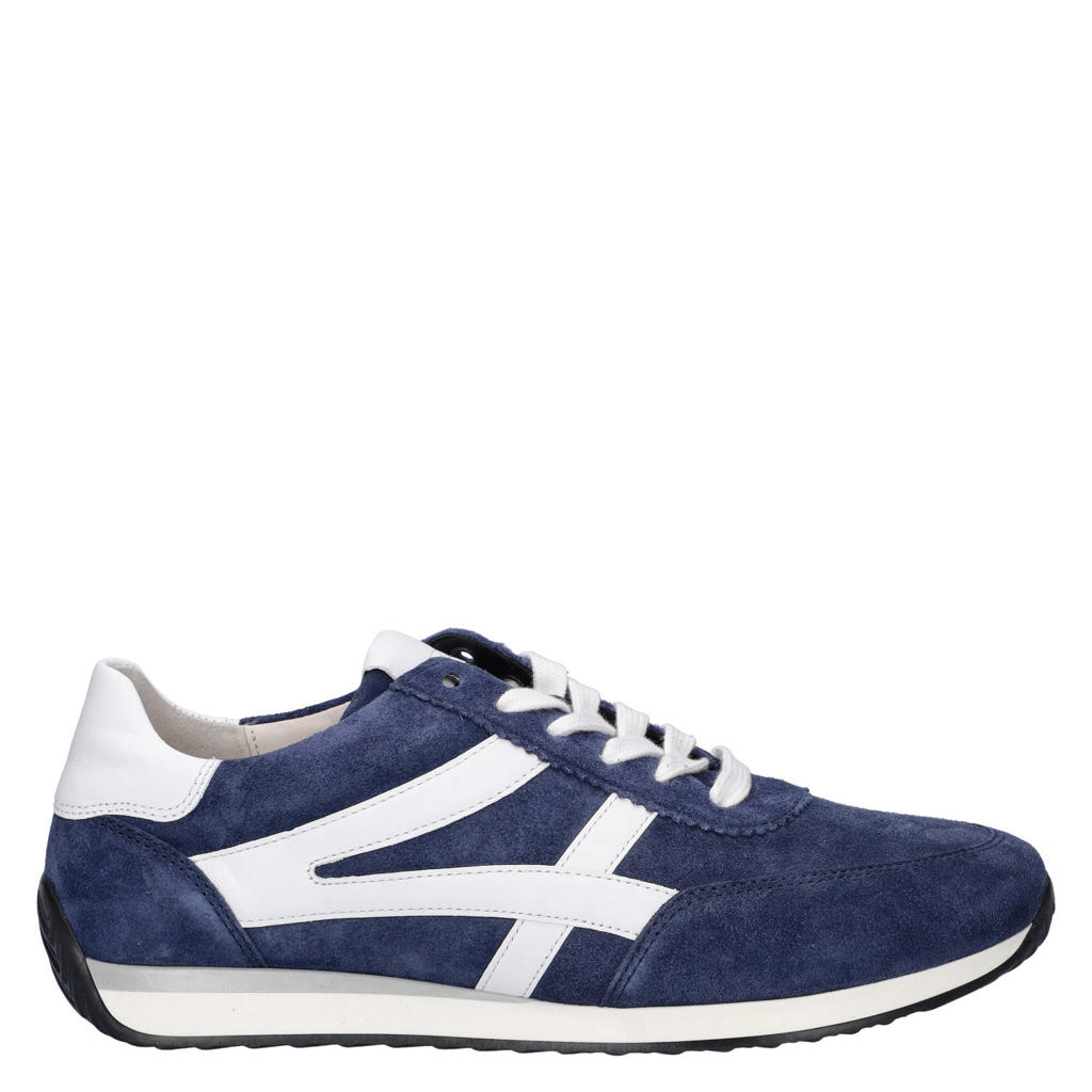 Donkerblauwe dames Gabor suède sneakers met veters