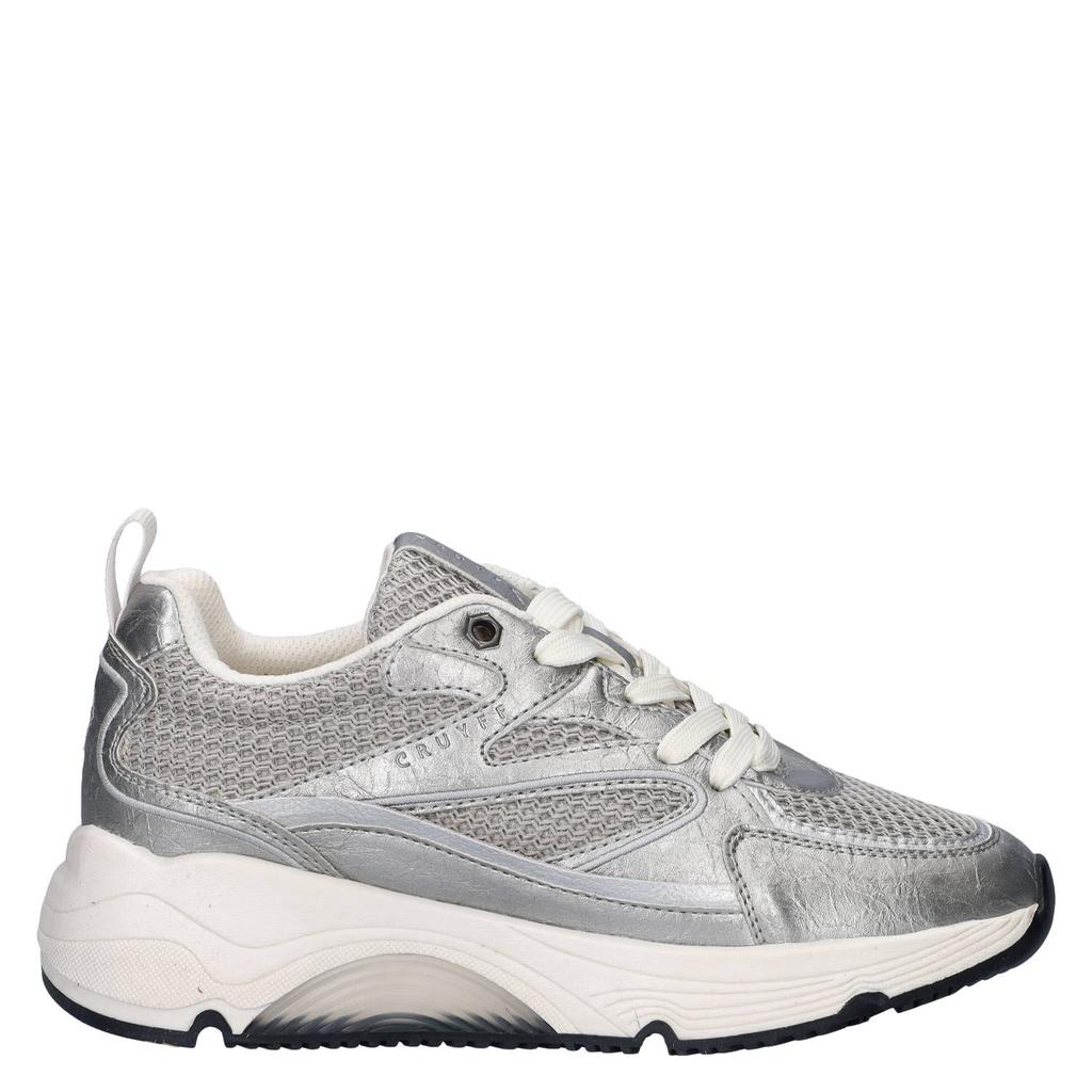 Zilverkleurige dames Cruyff Madina chunky leren sneakers met veters
