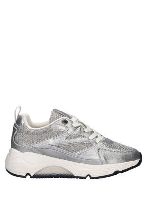 Madina chunky leren sneakers zilver