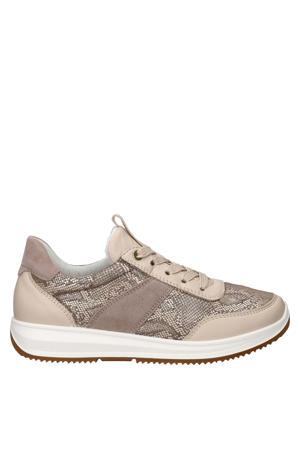 Osaka 3.0 leren sneakers met slangenprint beige