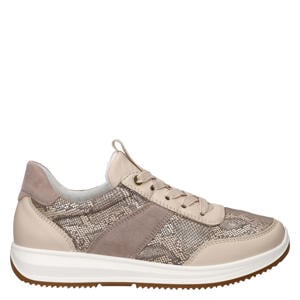 Osaka 3.0 leren sneakers met slangenprint beige