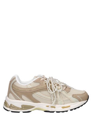 chunky sneaker met kralen veter beige