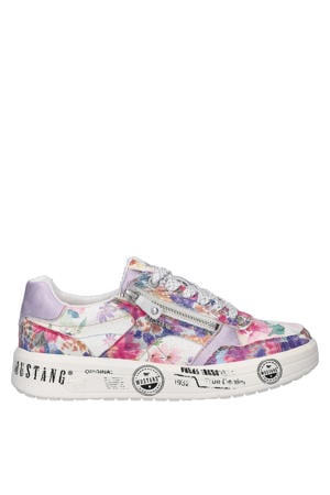 leren sneakers lila/wit