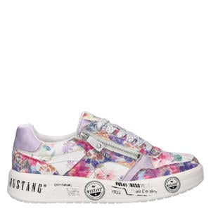 leren sneakers lila/wit