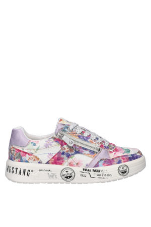 leren sneakers lila/wit