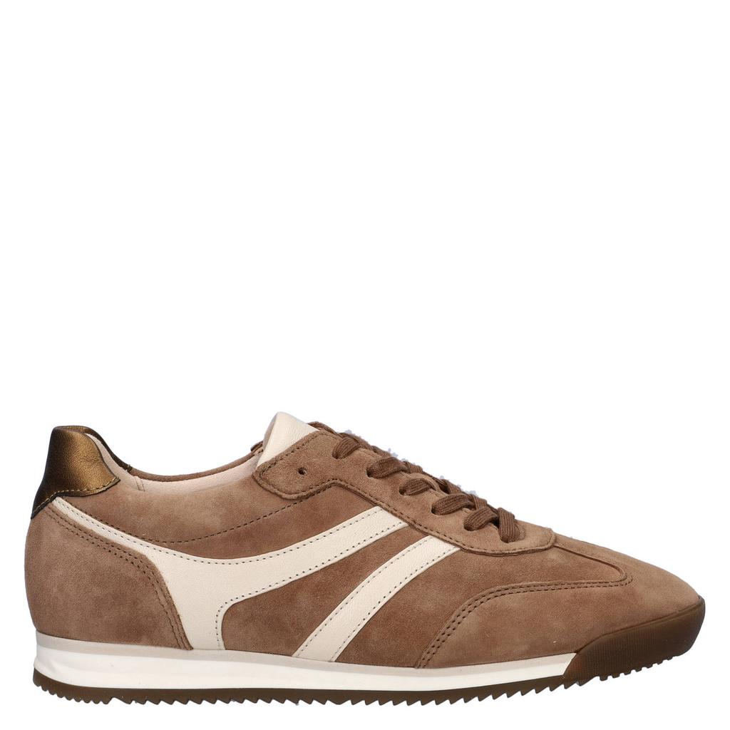 Cognackleurige dames Gabor suède sneakers met veters