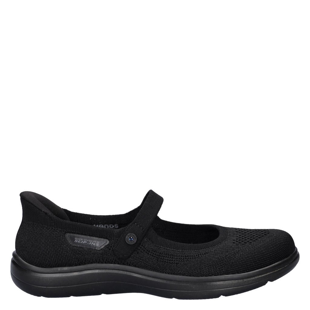 Zwarte dames Skechers Hands Free Slip-ins On-the-GO Flex Radiant instappers van textiel