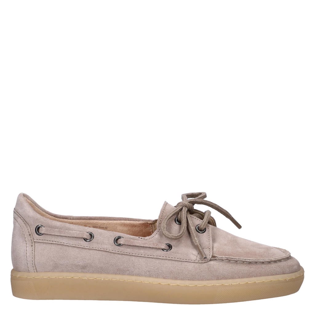 Taupe dames Gabor suède bootschoenen met veters