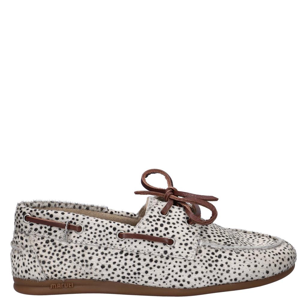 Wit en zwarte dames Maruti Eliza leren bootschoenen met ponyhair