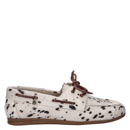 Maruti Eliza leren bootschoenen met ponyhair wit/zwart afbeelding